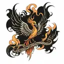 A phoenix rising from the ashes symbolizing overcoming tattoo design idea
