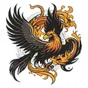 A phoenix rising from the ashes symbolizing overcoming tattoo design idea