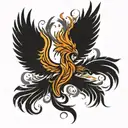 A phoenix rising from the ashes symbolizing overcoming tattoo design idea