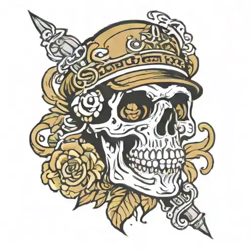 skull with New Orleans saints logo tattoo design idea