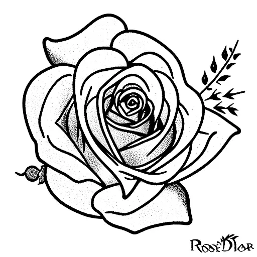 A ghibli animation design of a rose with thorns tattoo design idea