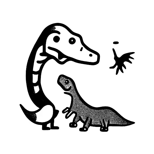 cute dinosaur mom and son tattoo design idea
