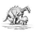 cute dinosaur mom and son tattoo design idea