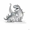 cute dinosaur mom and son tattoo design idea