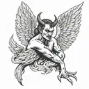 devil mixed with angel wings spread tattoo design idea
