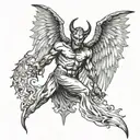 devil mixed with angel wings spread tattoo design idea