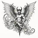 devil mixed with angel wings spread tattoo design idea