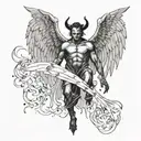 devil mixed with angel wings spread tattoo design idea