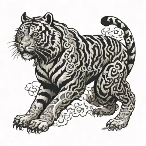 tiger in chinese character tattoo design idea