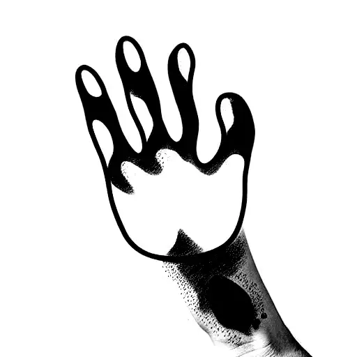 dogs paw reaching out to human hand  tattoo design idea