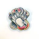 Dog paw to hand  tattoo design idea