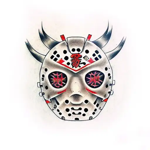japanese style jason voorhees mask tattoo design idea