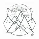 ocean and mountain and stars and lion tattoo design idea