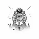 astronaut skateboarding  tattoo design idea