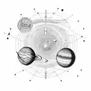 solar system, simple-line tattoo design idea