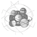 solar system, simple-line tattoo design idea