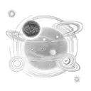 solar system, simple-line tattoo design idea