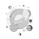 solar system, simple-line tattoo design idea