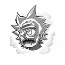 Create a Rick and Morty themed tattoo in dotwork style tattoo design idea