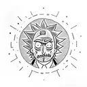 Create a Rick and Morty themed tattoo in dotwork style tattoo design idea