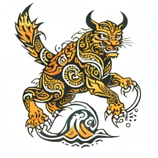 The tattoo is made in the neo-tribal style, which is characterized by bright colors, contrasting combinations and bold  tattoo design idea