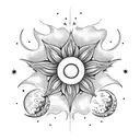 Combine the Taurus zodiac stars with a blooming flower and sun and moon tattoo design idea
