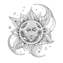 Combine the Taurus zodiac stars with a blooming flower and sun and moon tattoo design idea