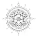 Combine the Taurus constellation with a blooming flower and sun and moon tattoo design idea