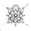 Combine the Taurus constellation with a blooming flower and sun and moon tattoo design idea