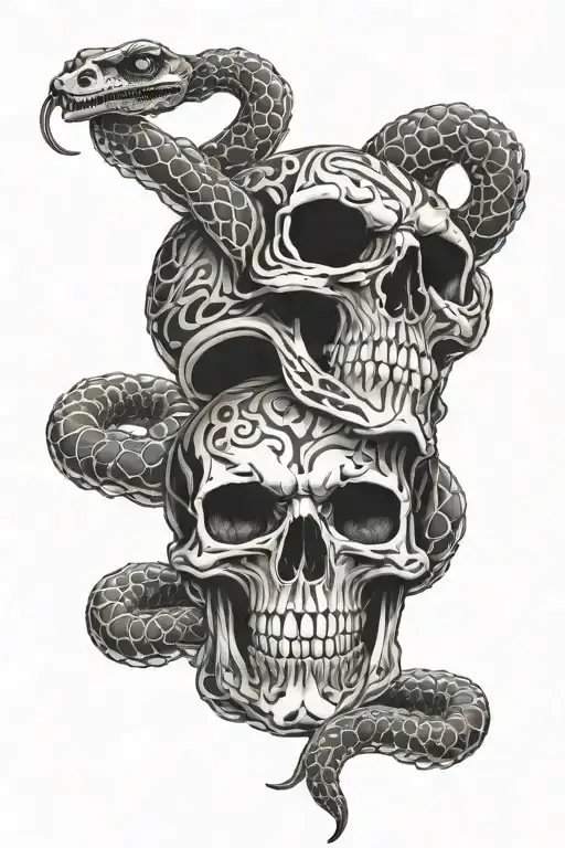 snake skeleton gothic tattoo design idea