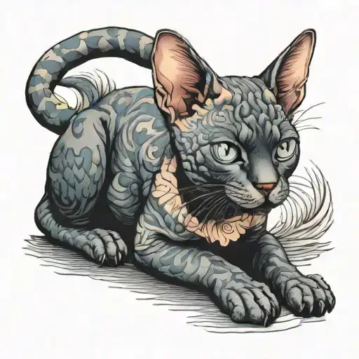 devon rex cat tattoo design idea