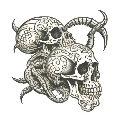 skull and scorpion tattoo design idea