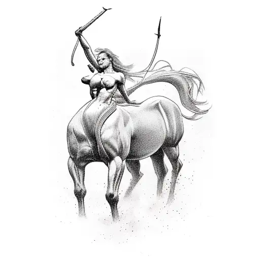 ignorant style tattoo of a centaur posing in a Calvin Klein commercial billboard - lines only, no colors  tattoo design idea