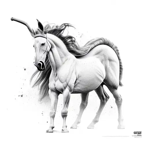 a centaur posing in a Calvin Klein commercial billboard - lines only, no colors  tattoo design idea