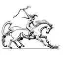 a centaur posing in a Calvin Klein commercial billboard - lines only, no colors  tattoo design idea