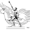 ignorant style tattoo of a centaur posing in a Calvin Klein commercial billboard - lines only, no colors  tattoo design idea