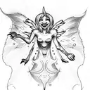 Smiley angel and demon with a rolling smile tattoo design idea