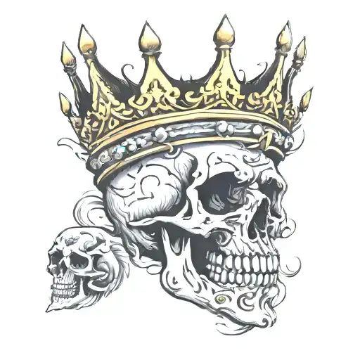 skull wearing a crown tattoo design idea