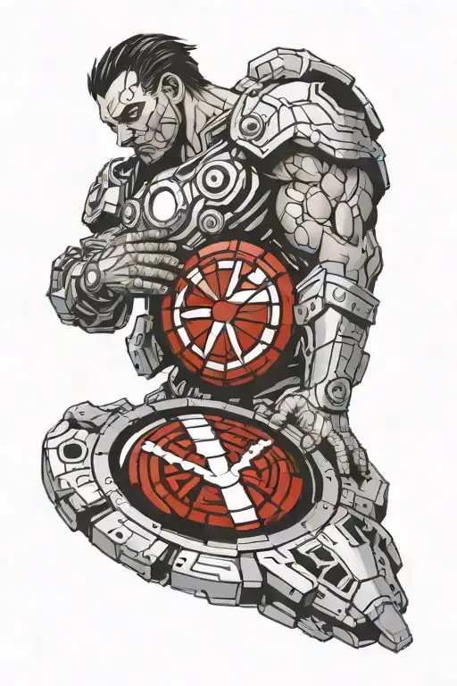 stony stark arc reactor with shoulder armor plate   tattoo design idea