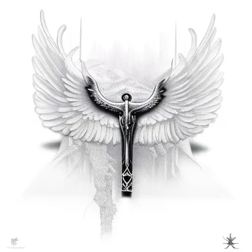 Cross with wings tattoo design idea