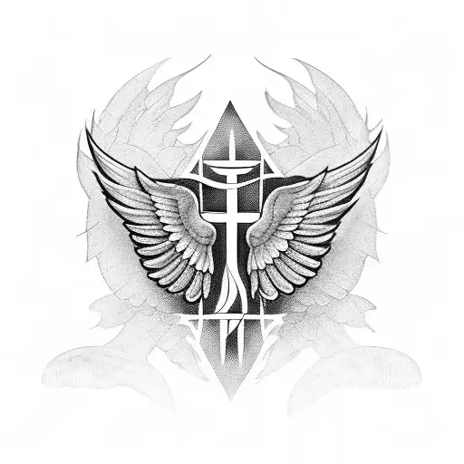 Cross with wings coming out tattoo design idea