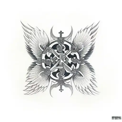 Cross with wings tattoo design idea