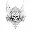 Cross with wings tattoo design idea