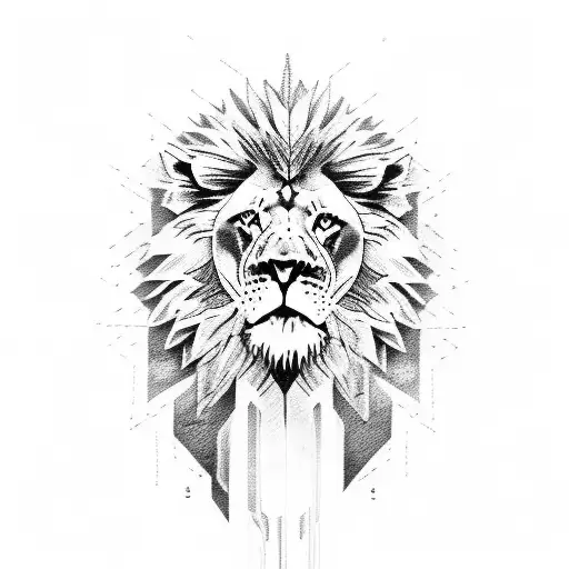 Babylon falls words with lion tattoo design idea