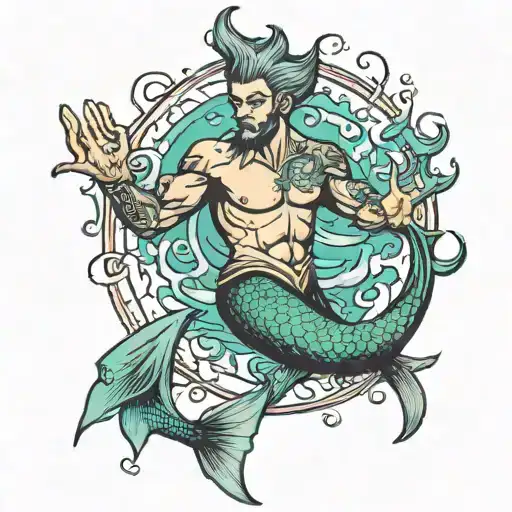 merman tattoo design idea