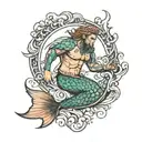 merman tattoo design idea
