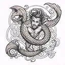 simple merman with long tail tattoo design idea