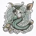 simple merman with long tail tattoo design idea