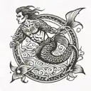 simple merman with long tail tattoo design idea