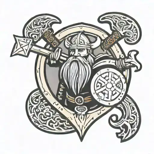 cartoon low detail Viking in the shape of a shield like a futbol logo  tattoo design idea